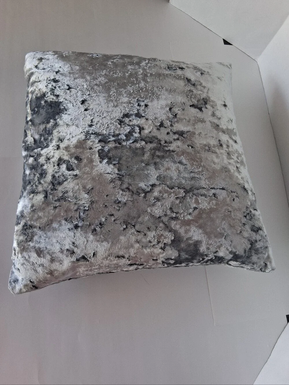 Velvet Crushed Texture Throw Pillow - Silver Gray